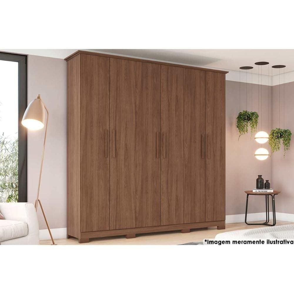 Guarda Roupa Casal 6 Portas E 3 Gavetas C- Pés Cover Castanho - Henn