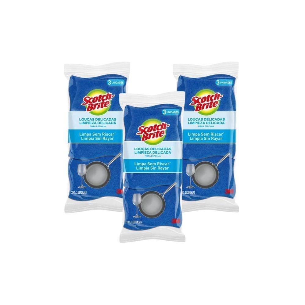 9 Esponjas Não Risca Azul Multi Uso Scotch Brite 3M