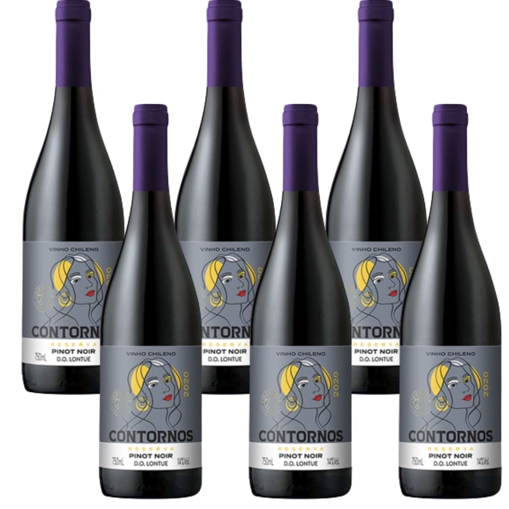 Cx 6 Vinho Chile Reserva Contornos Pinot Noir Tinto Seco Courmayeur 750 Ml