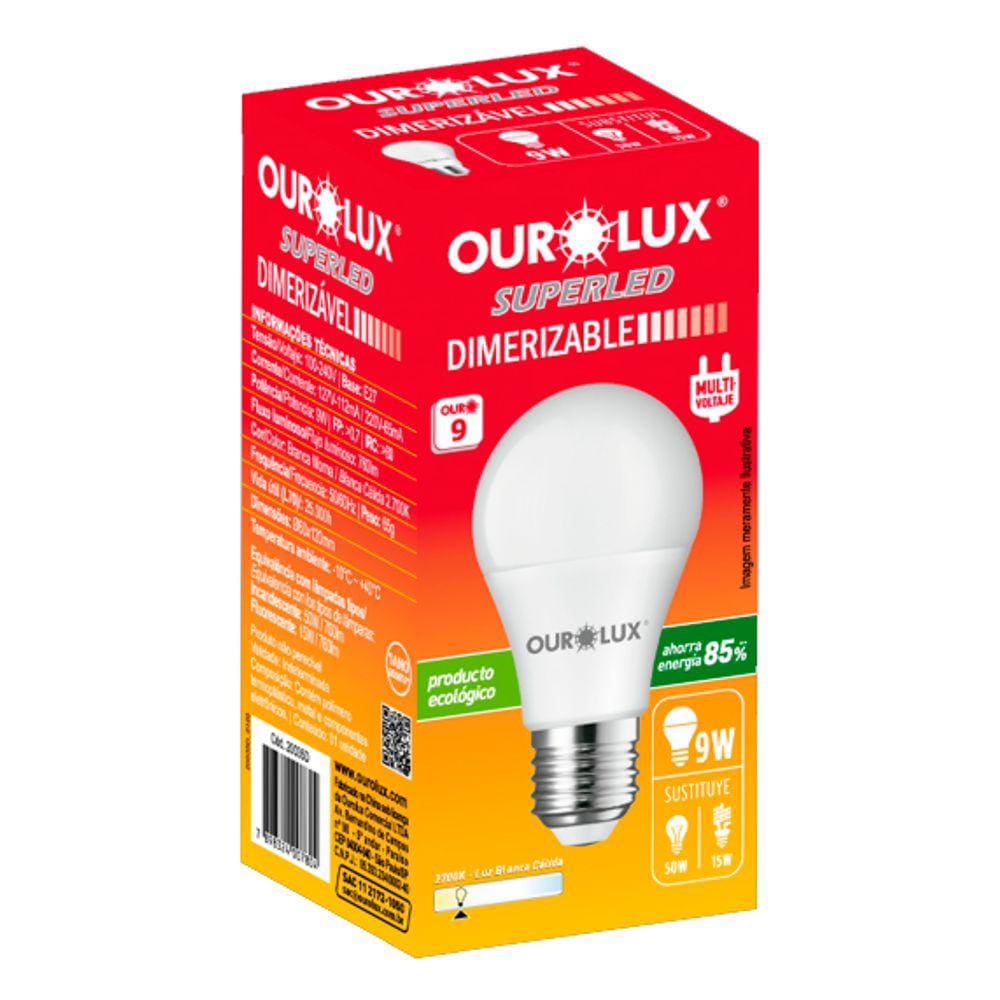 Lâmpada Superled 9w Dimerizável Luz Branco Morno 2700k Bivolt