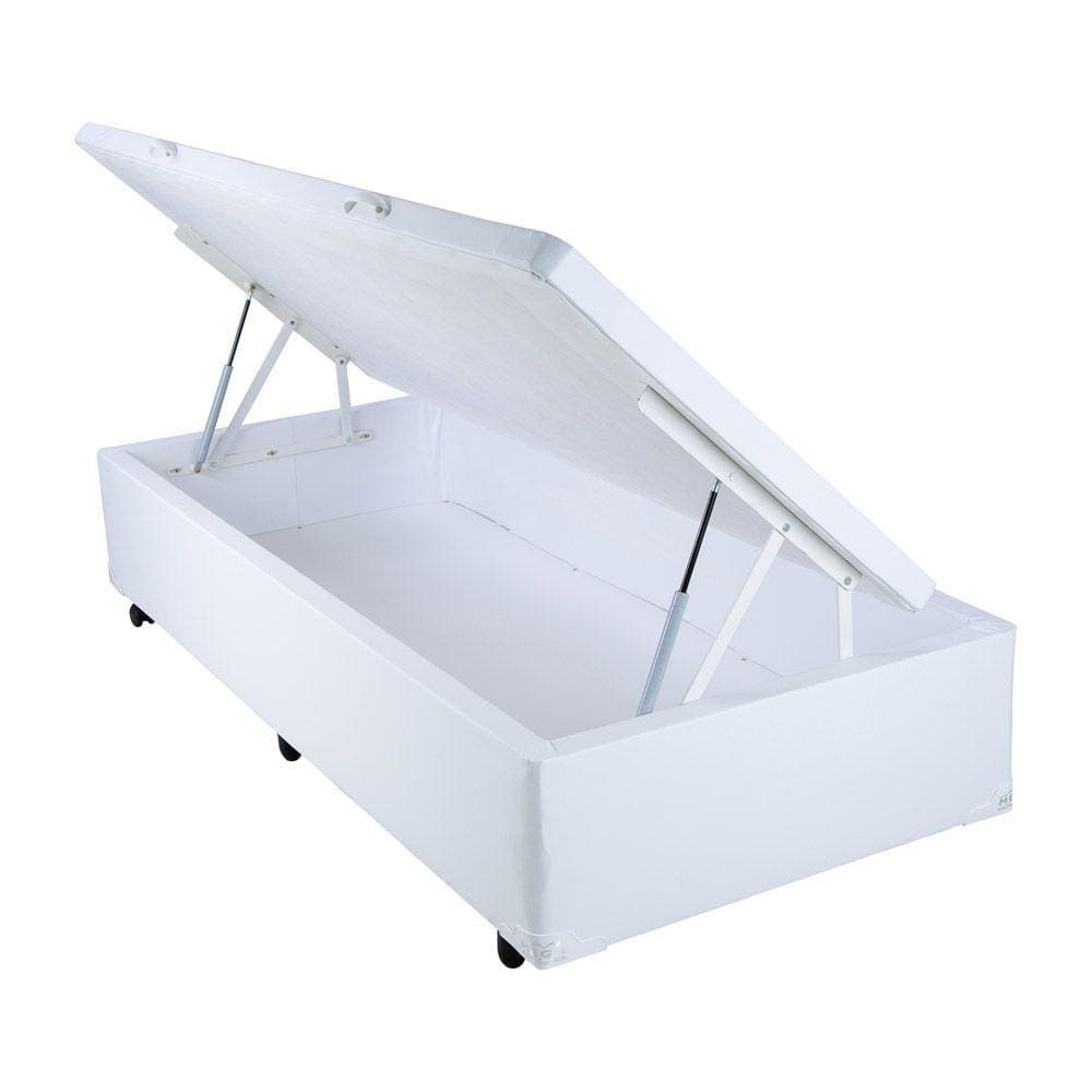 Cama Box Solteiro com Baú Mega Corino Branco - 088x188