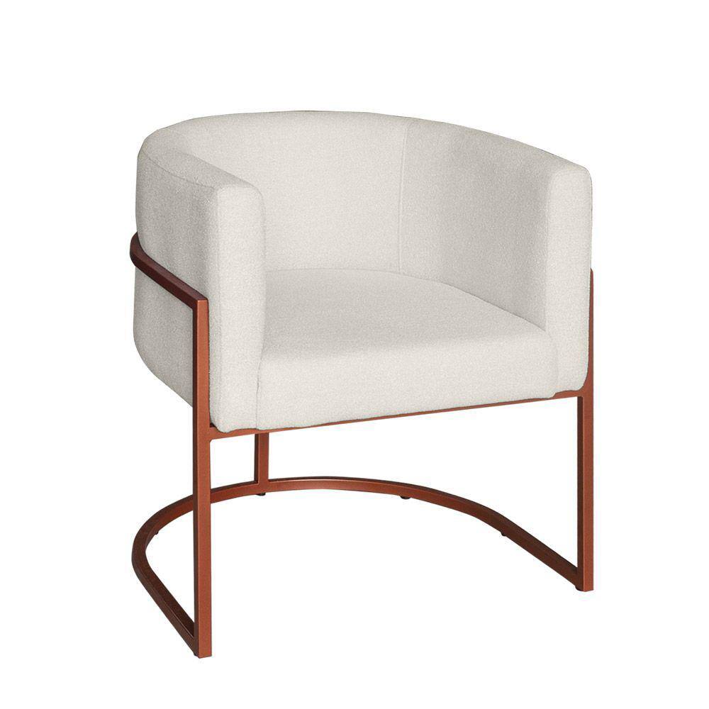 Poltrona Base Industrial Bronze para Sala Lety Blouclê Bege