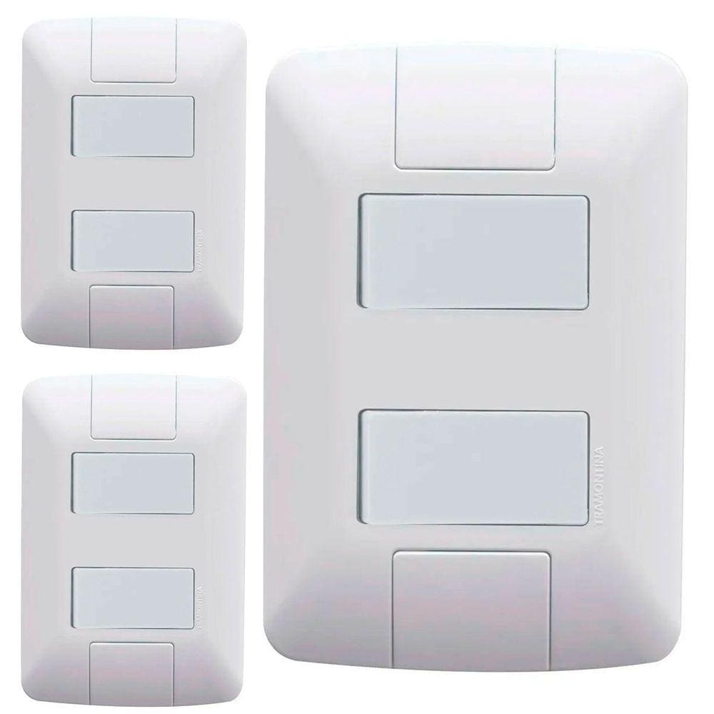 Kit 3 Cj 4x2 2 Interruptor Simples Tramontina Aria 6 A 250V