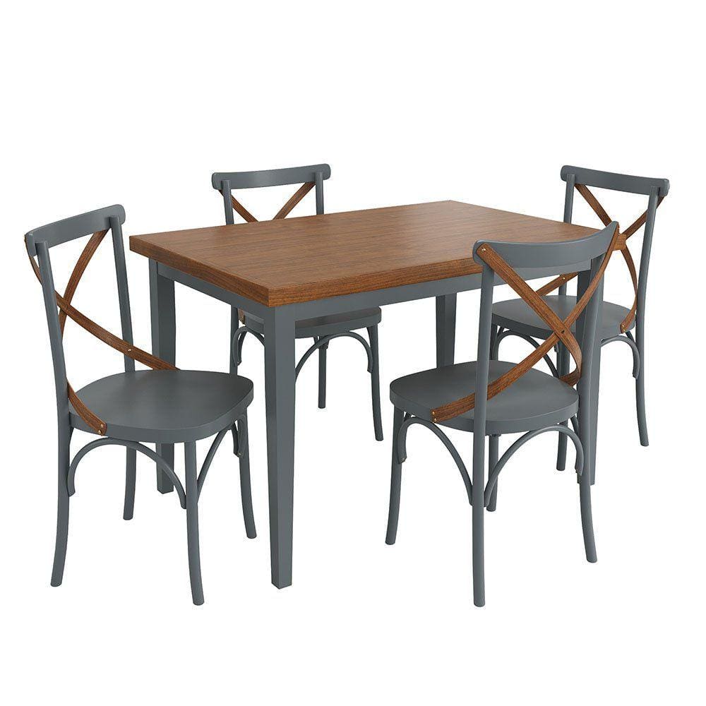 Conjunto Sala de Jantar e Cozinha Com 4 Cadeiras X Madeira Maciça