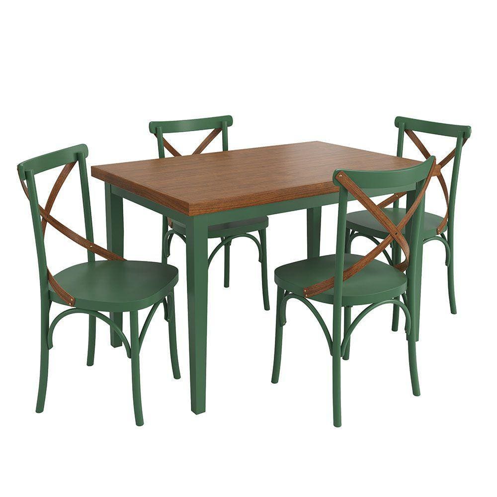 Conjunto Sala de Jantar e Cozinha Com 4 Cadeiras X Madeira Maciça