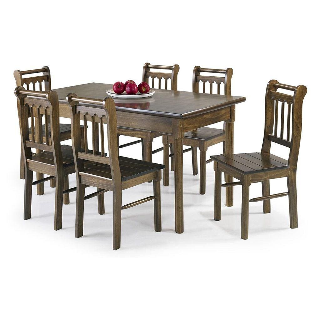 Conjunto Sala de Jantar e Cozinha Com 6 Cadeiras Madeira Maciça