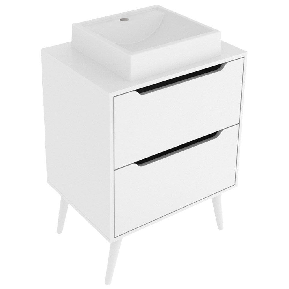 Gabinete 2 Gavetas Com Cuba Para Banheiro BN3600x39 Branco Tecno Mobili