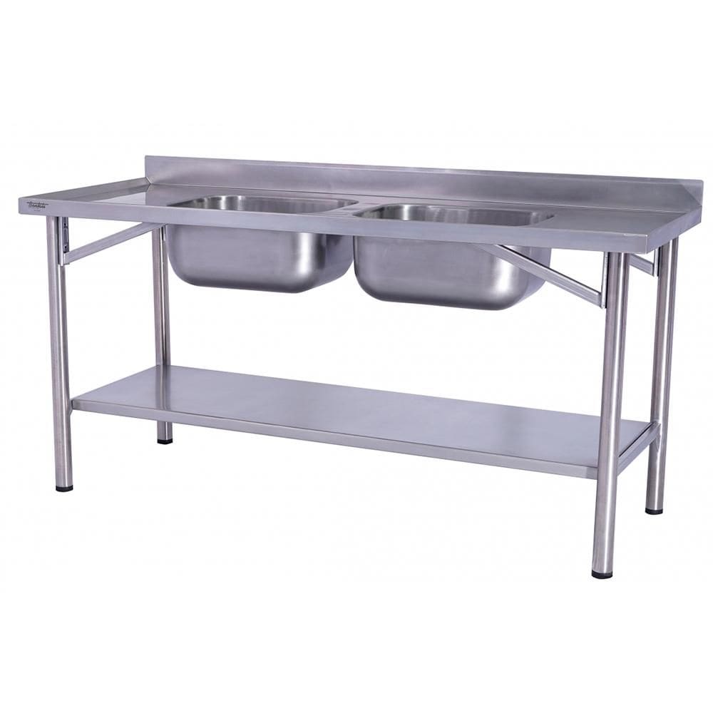 Pia Industrial Benfati Inox 304 190x70cm Paneleiro Liso com 2 Cubas 641CL