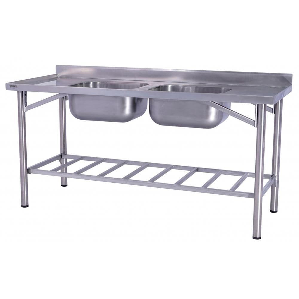 Pia Industrial Benfati Inox 304 180x70cm Paneleiro Gradeado com 2 Cubas 640GR