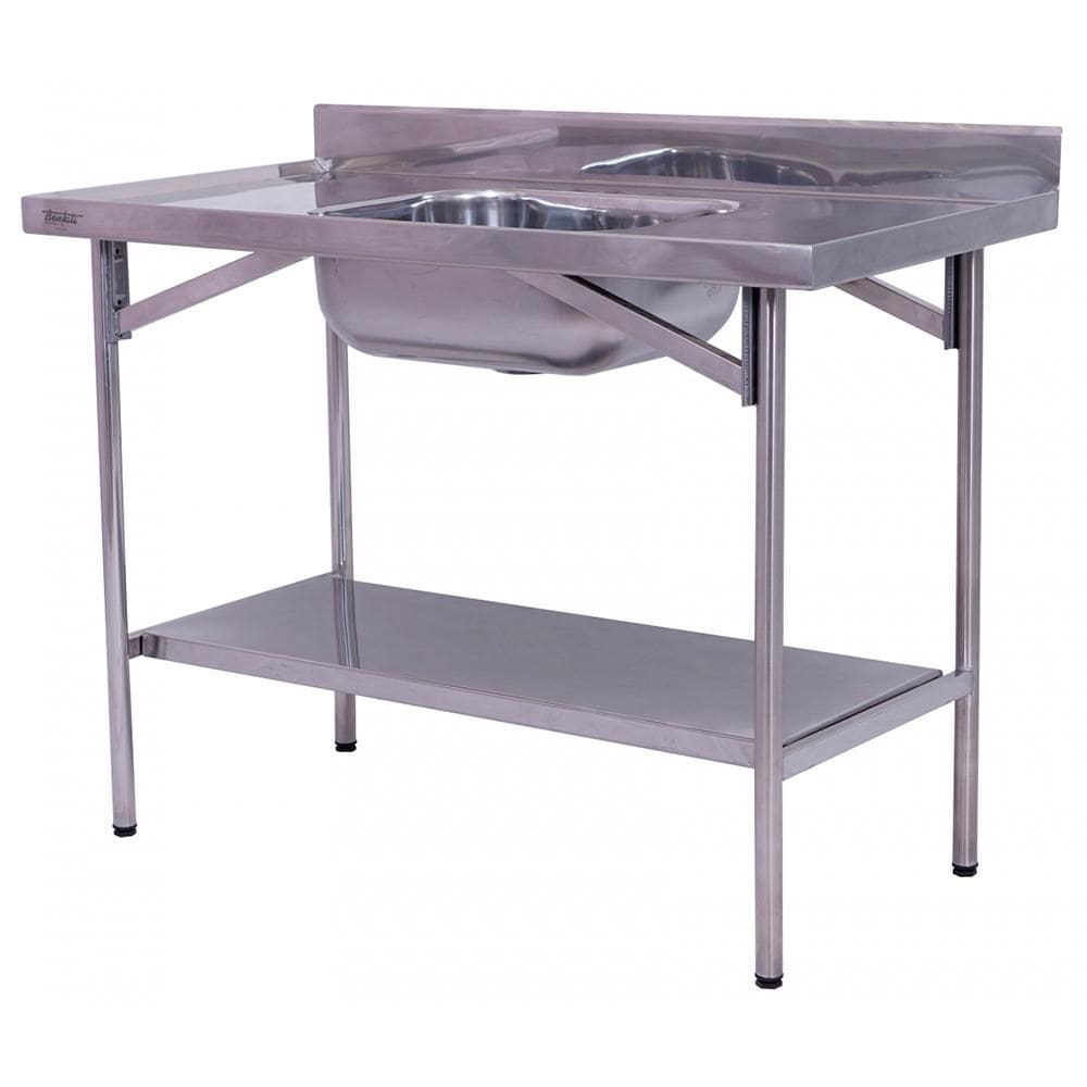 Pia Industrial Benfati Inox 430 120x60cm Paneleiro Liso com 1 Cuba 501CL