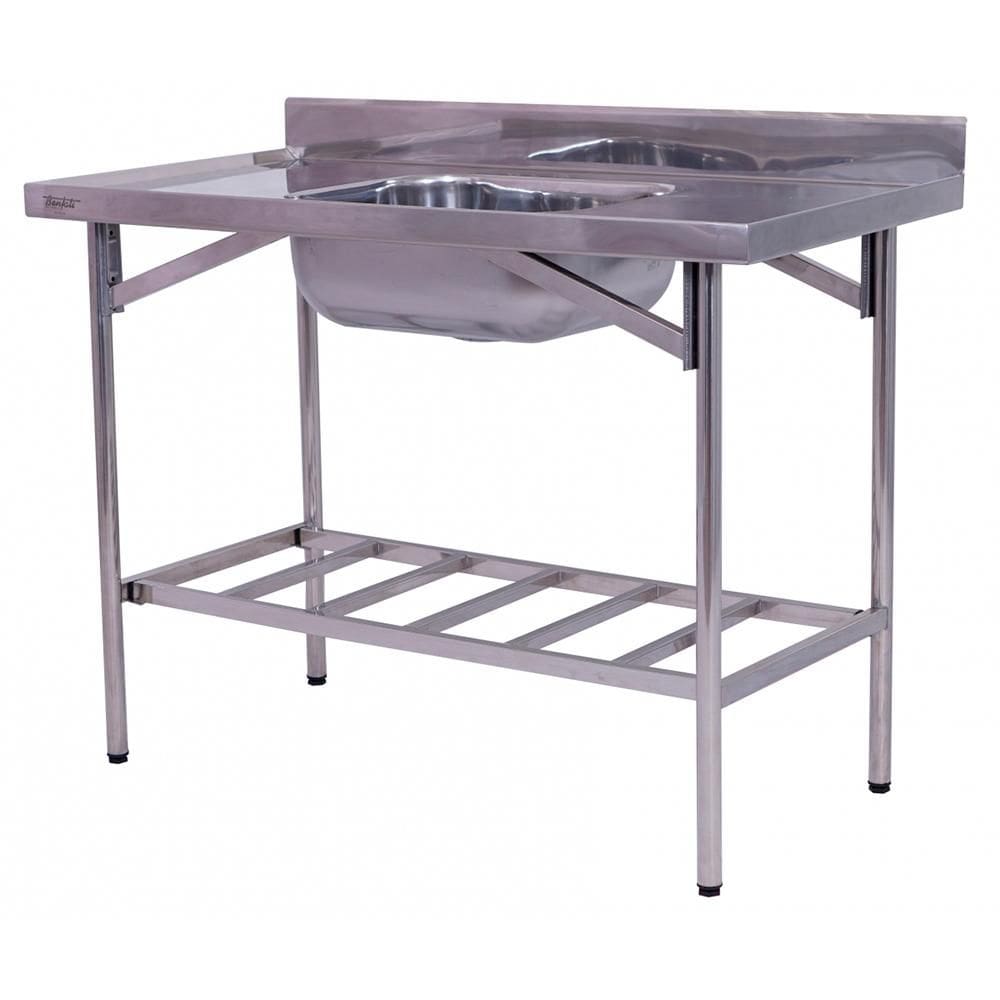 Pia Industrial Benfati Inox 430 120x60cm Paneleiro Gradeado com 1 Cuba 501GR