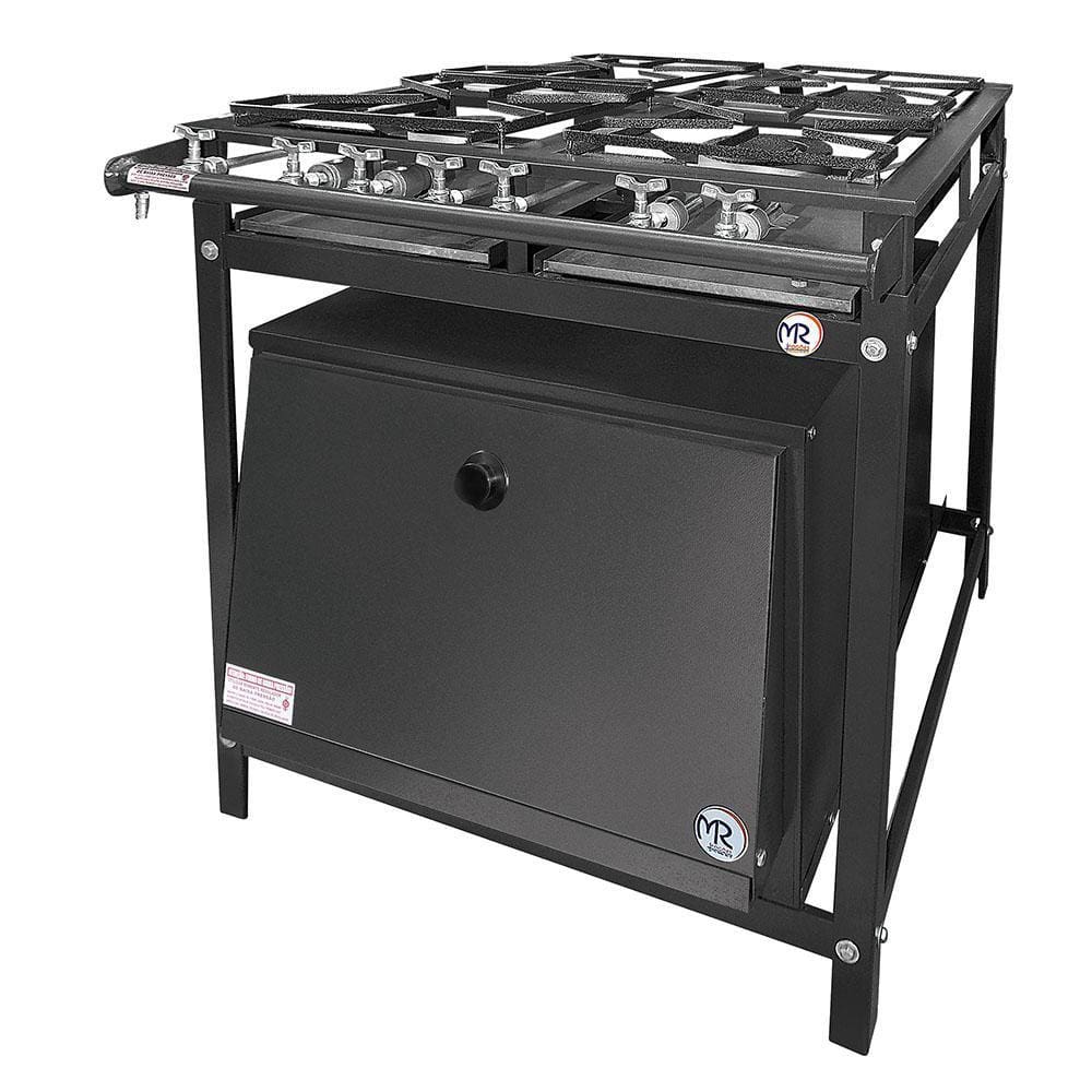 Fogão Industrial 4 Bocas 2 Simples a Gás Baixa Pressão MR Fogões com Forno e Grelhas de Aço P5