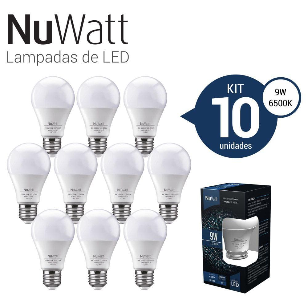 Kit 10 Lampada Led Bulbo 9w Samsung A60 E27 Luz Branca Fria