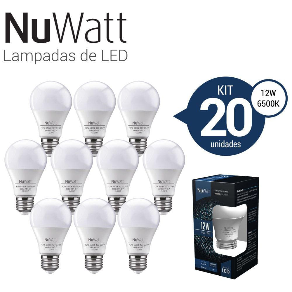 Kit 20 Lampada Led Bulbo 12w Samsung A65 E27 Luz Branca Fria