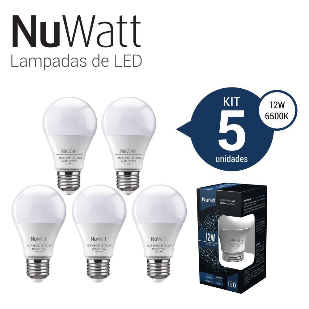 Kit 5 Lampada Led Bulbo 12w Samsung A65 E27 Luz Branca Fria