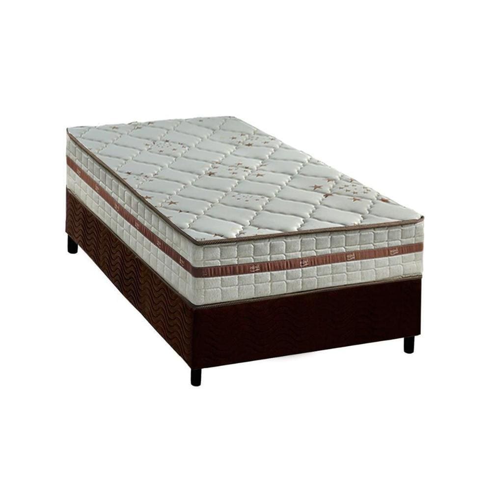 Cama Box Solteiro: Colchão Molas Ensacadas Anjos MasterPocket Classic + Base CRC Suede Brown(88x188)