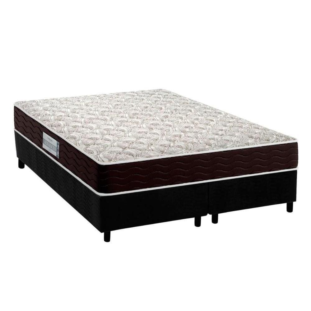 Cama Box Queen: Colchão Espuma D33 Probel Advanced + Base Crc Suede Black(158x198)