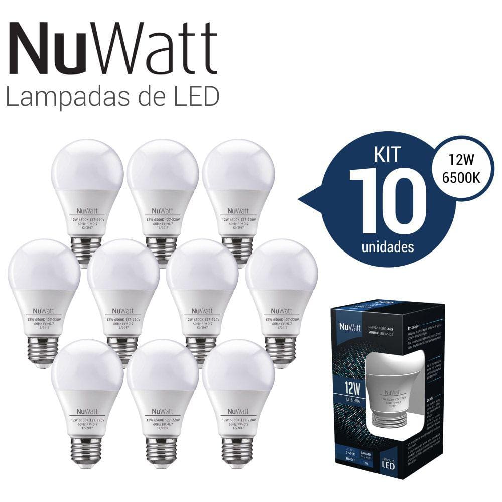 Kit 10 Lampada Led Bulbo 12w Samsung A65 E27 Luz Branca Fria