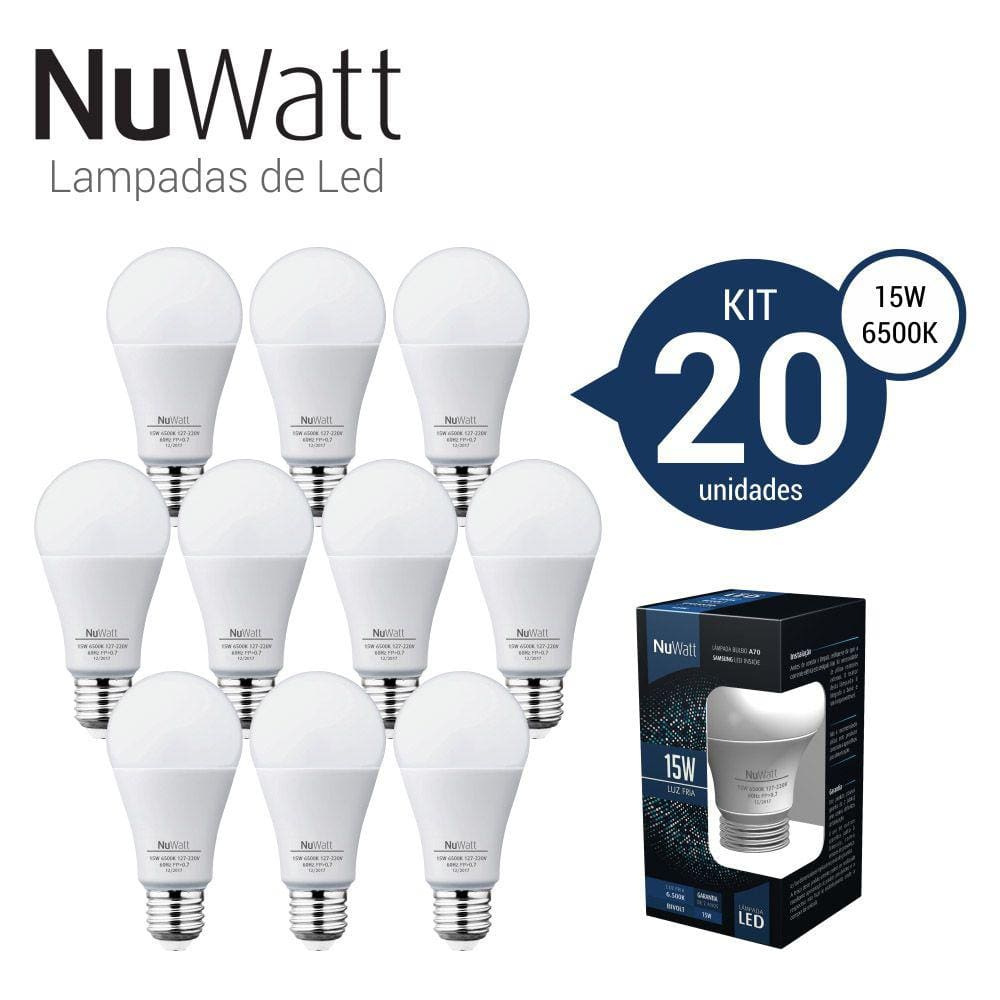 Kit 20 Lampada Led Bulbo 15w Samsung A70 E27 Luz Branca Fria