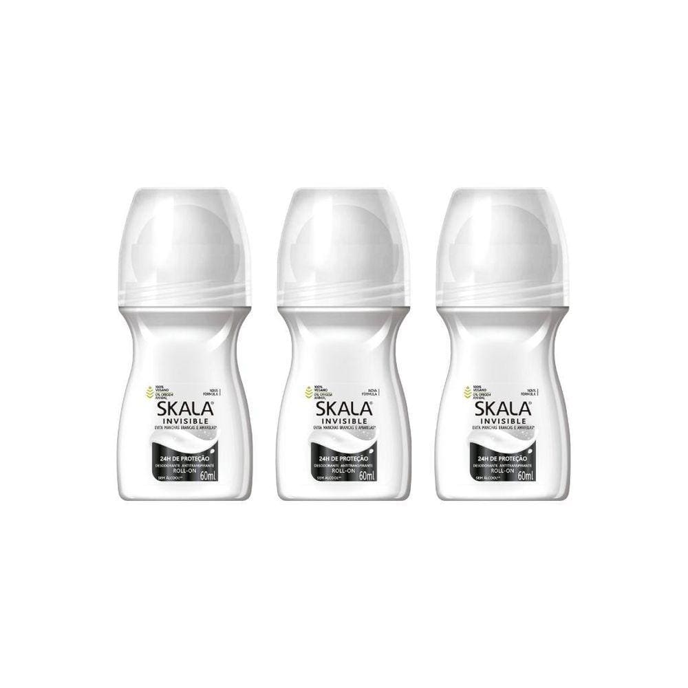 Desodorante Roll-On Skala 60Ml Invisible-Kit C/3Un