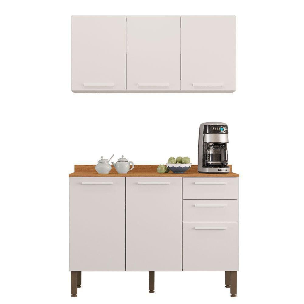 Armário De Cozinha Aereo Balcão New Valencia 6 Portas Sallet Branco