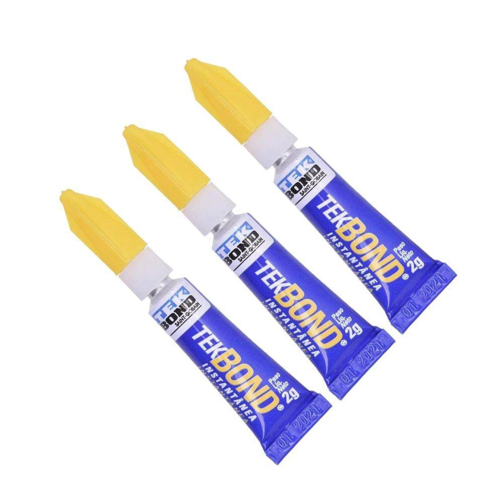 Kit 3 Cola Adesiva Instantânea Super Bonder 2g Tekbond