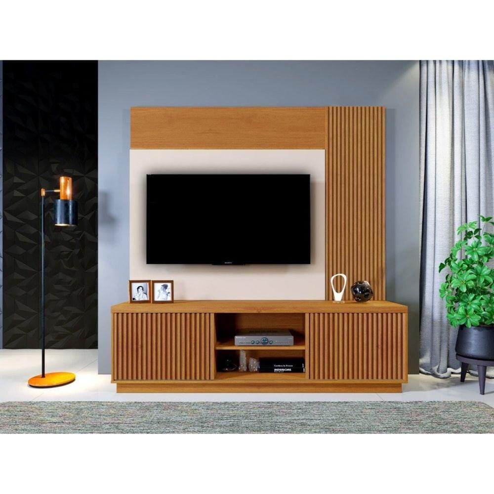 Estante para Tv de até 55" 2 Portas Logan Mavaular Naturalle/Off White