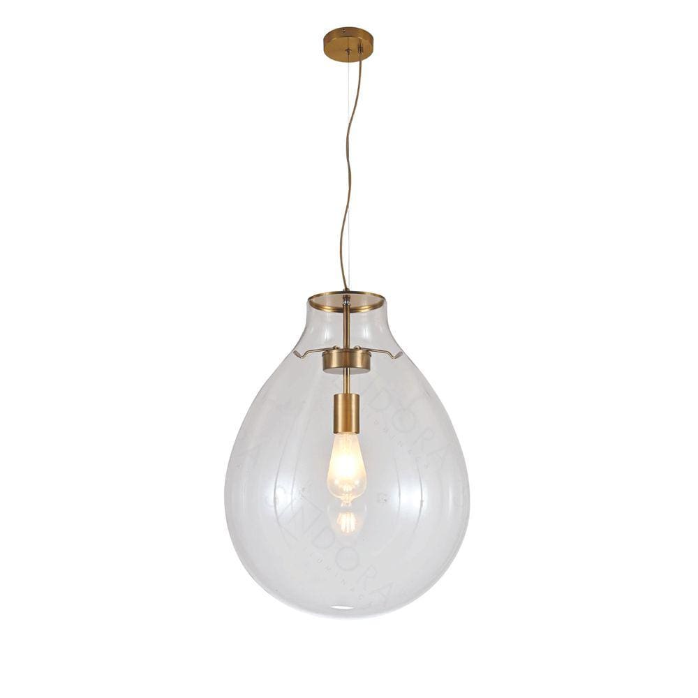 Pendente Metal Bronze Vidro Transparente 50cm 1E27