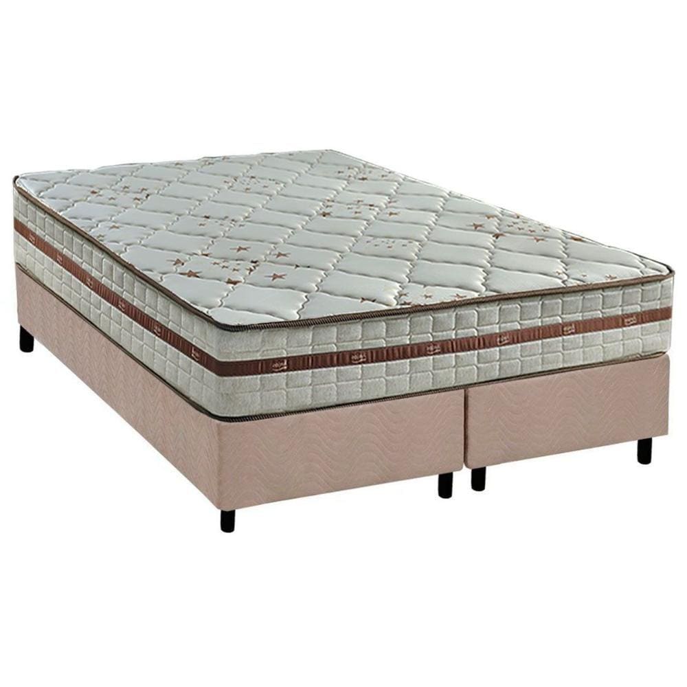 Cama Box Queen: Colchão Molas Ensacadas Anjos MasterPocket Classic + Base CRC Suede Clean(158x198)