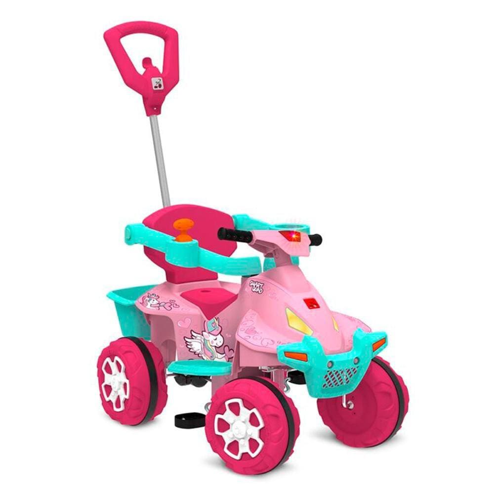 Quadriciclo Infantil Bandeirante 1220 Passeio e Pedal Rosa