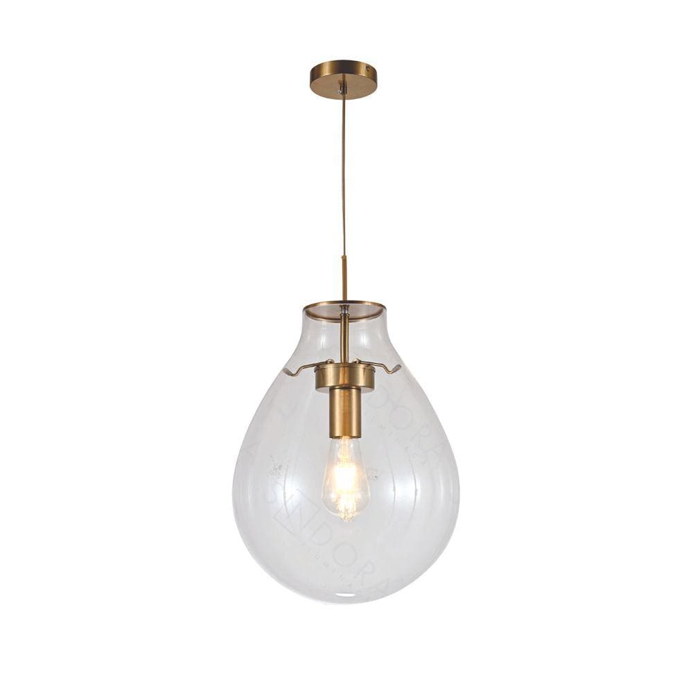 Pendente Metal Bronze Vidro Transparente 40cm 1E27