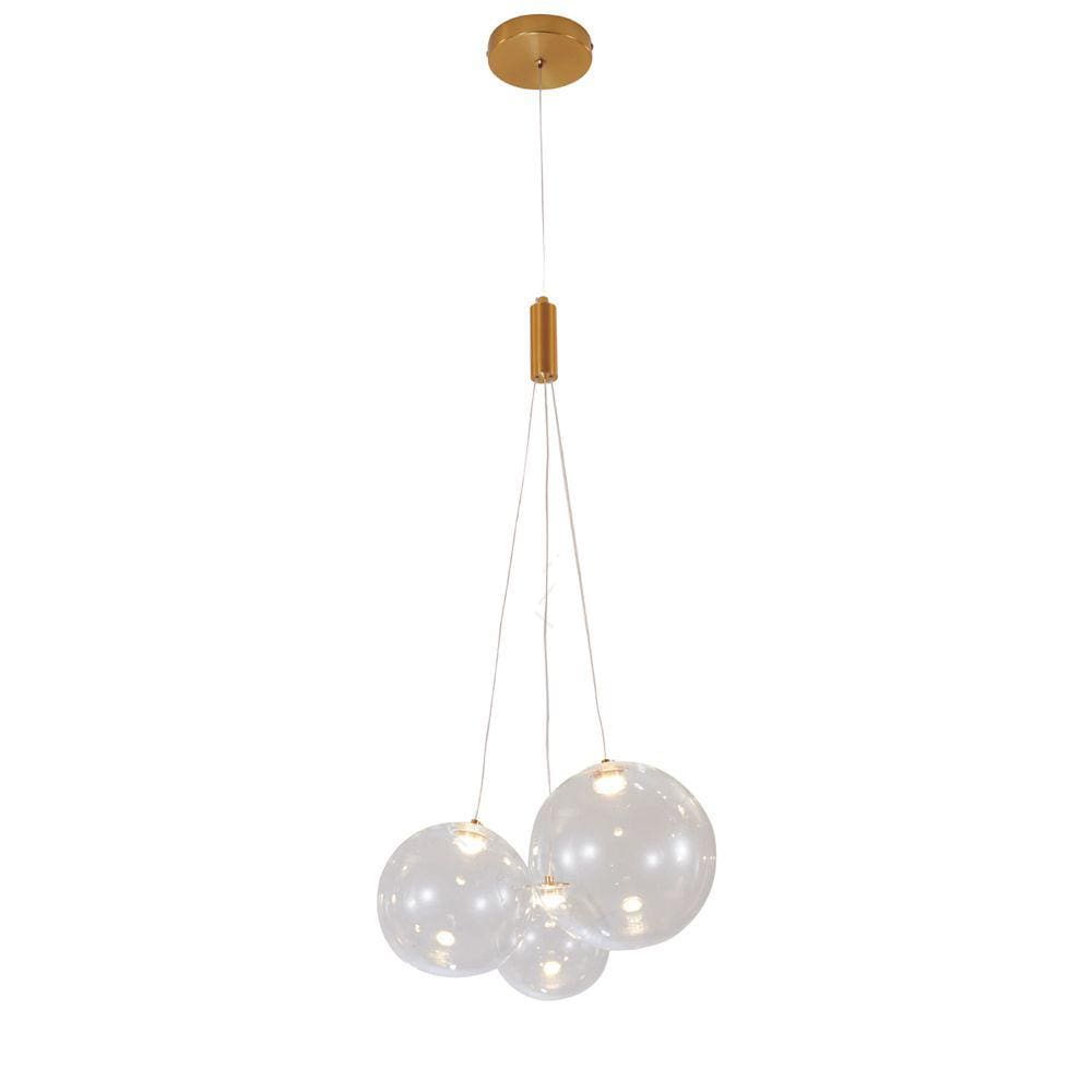 Pendente 3 Globos Transparente Led 15W 3000K Bivolt