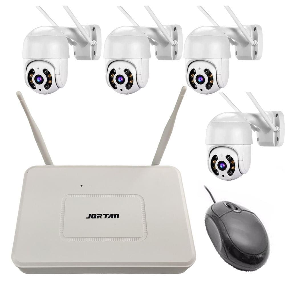 4 Cameras Sem Fio NVR Dvr Wifi Microfone Alto Falante Gravador Video App Celular Visao Noturna Infravermelho Casa Loja