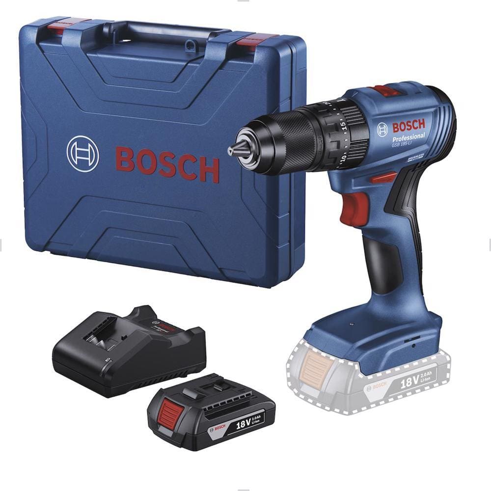 Furadeira e Parafusadeira de Impacto a Bateria 18V 1/2\" GSB 185-LI Bosch
