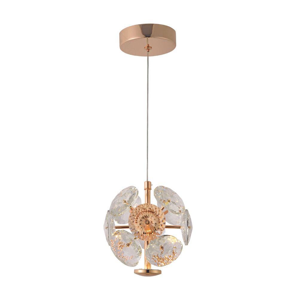 Pendente Cristais Dourado 15cm Led 5W 3000K Bivolt