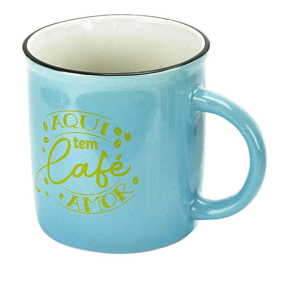 Caneca De Cerâmica 330Ml Frases Café Bom Dia