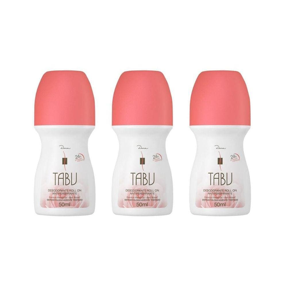Desodorante Roll-On Tabu Tradicional 50Ml - Kit Com 3Un