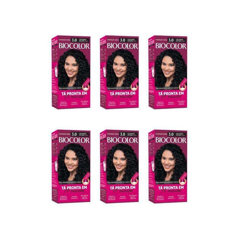 Coloraçao Biocolor Creme 3.0 Castanho Escuro-Kit C/6Un