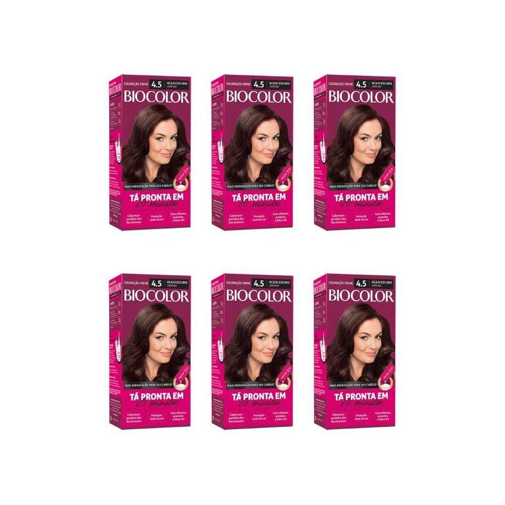 Coloraçao Biocolor Creme 4.5 Acaju Escuro Poderoso-Kit C/6Un
