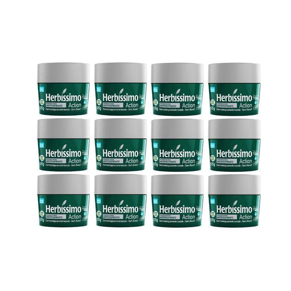 Desodorante Creme Herbíssimo 55G Action - Kit Com 12Un
