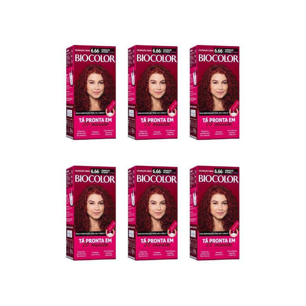 Coloraçao Biocolor Creme 6.66 Verm Int De Arrasar-Kit C/6Un
