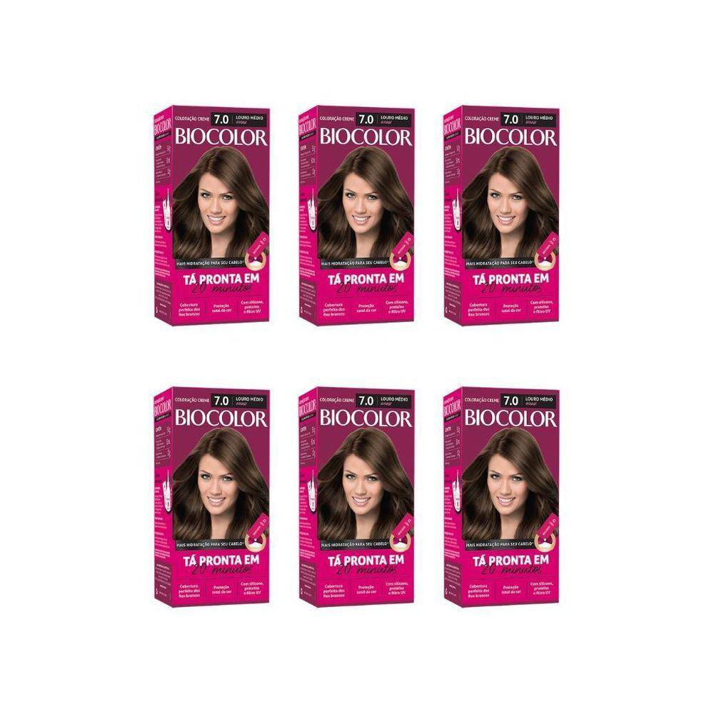 Coloraçao Biocolor Creme 7.0 Louro Medio Arraso-Kit C/6Un