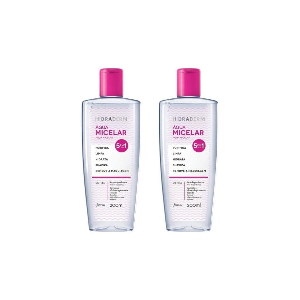 Agua Micelar Hidraderm 200Ml Solução Limpeza 5Em1-Kit C/2Un