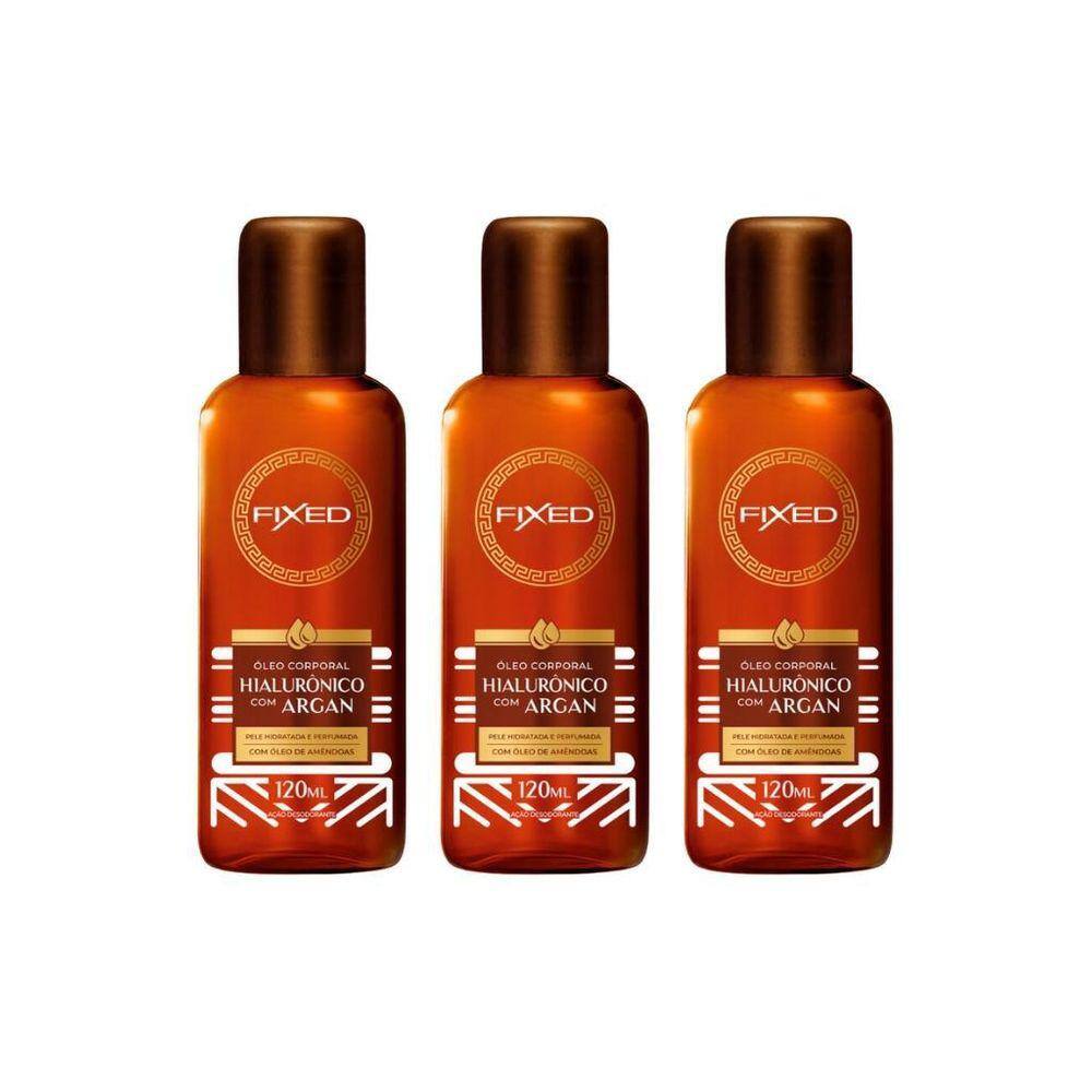 Oleo Fixed Corporal Hialuronico Com Argan 120Ml - Kit 3Un