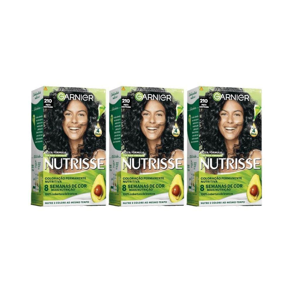 Coloraçao Nutrisse 210 Preto Azulado-Kit C/3Un