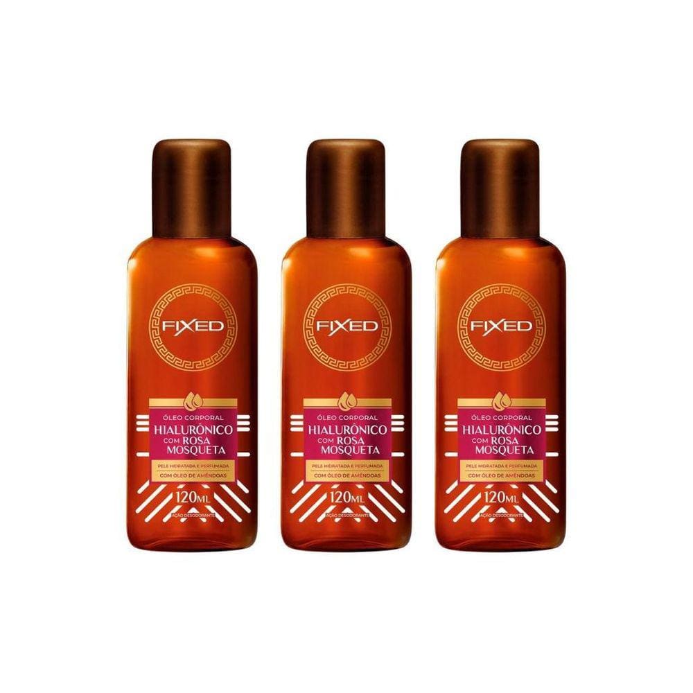Oleo Fixed Corporal Hialuronico Com Rosa Mosqueta 120Ml-3Un