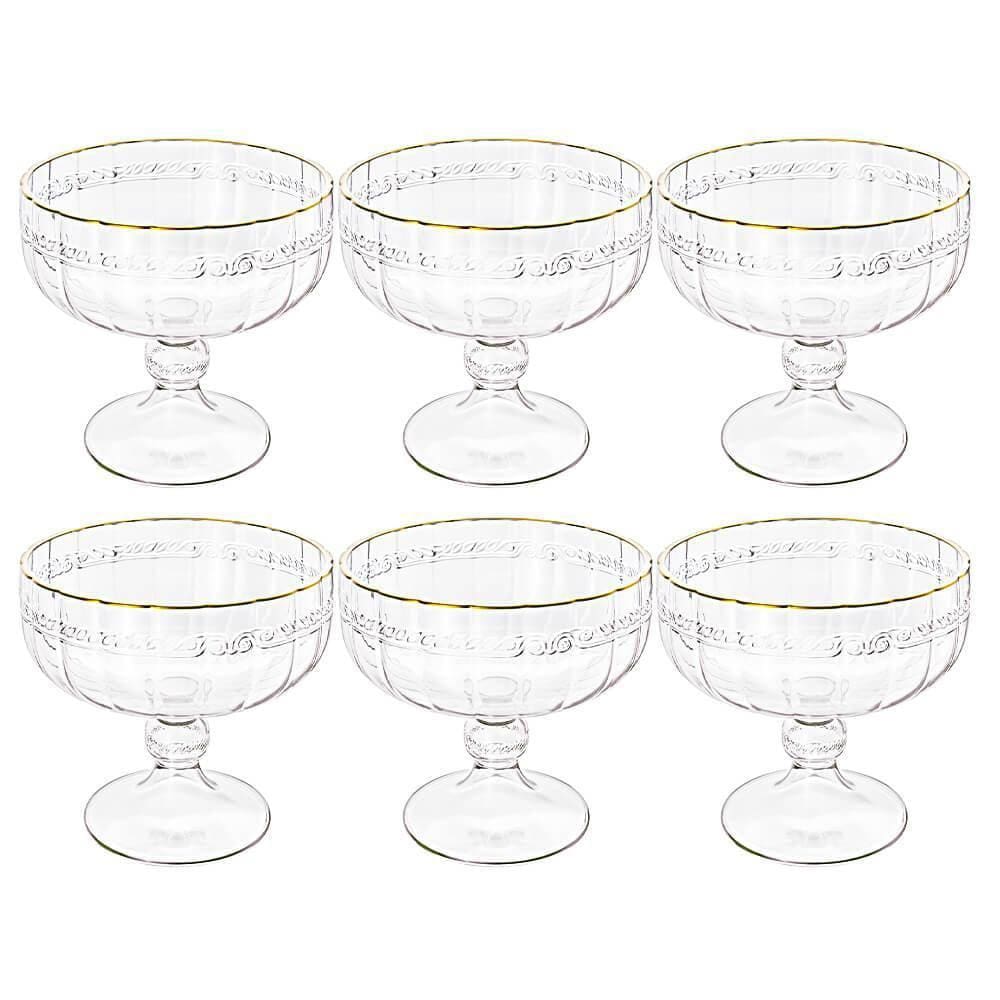 Taça de Sobremesa em Cristal Imperial Fio de Ouro 200mL 6 peças - Lyor