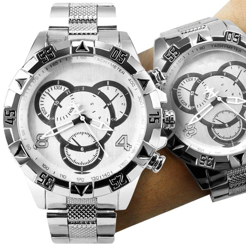 Relogio Masculino Aço Inox Prata Prova Dagua + Premium