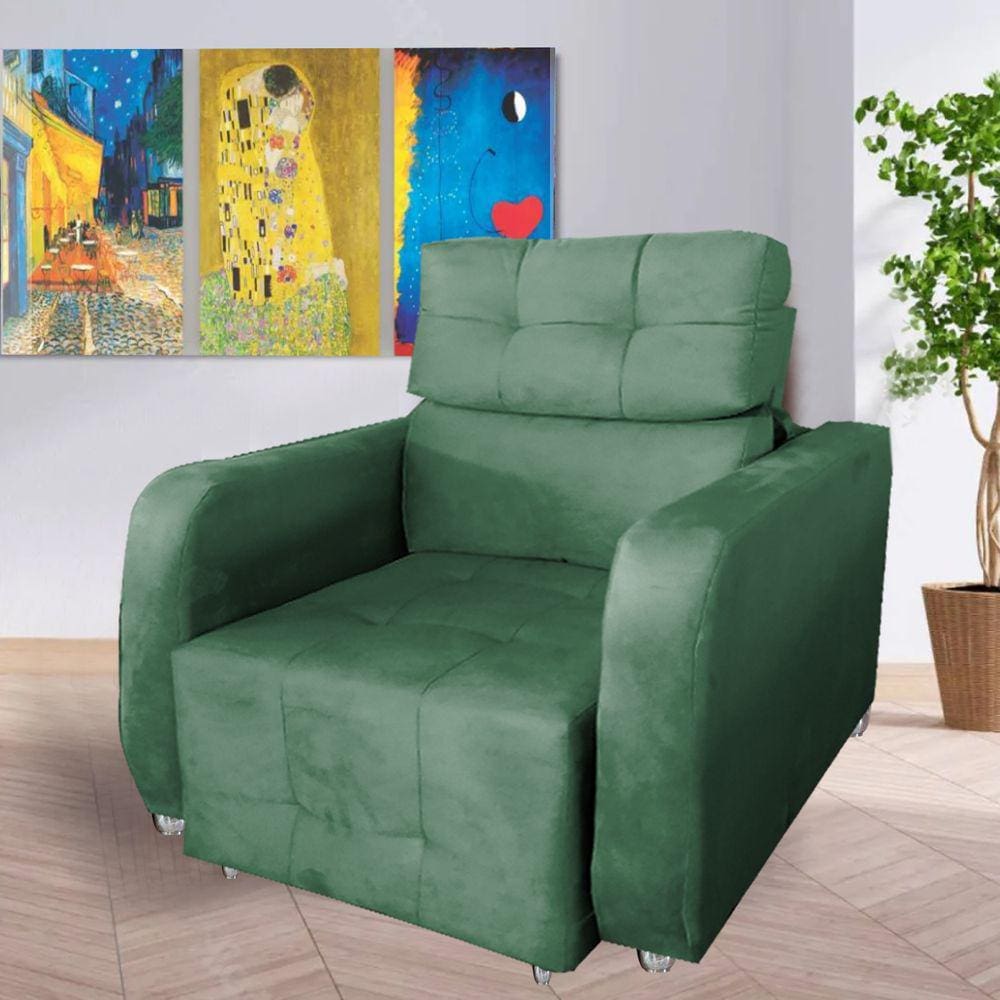Poltrona Reclinavel Sala De Estar Safira Amamentação Verde