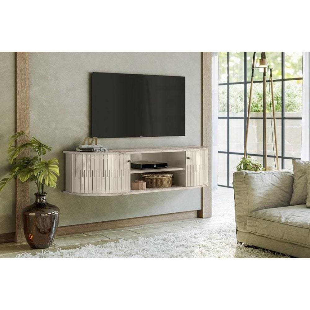 Rack Suspenso Modena para TV até 60 polegadas- Calacata/Off White - Madetec